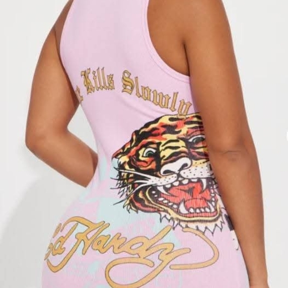 Ed Hardy Light Pink Graphic Mini Dress - Picture 2 of 2
